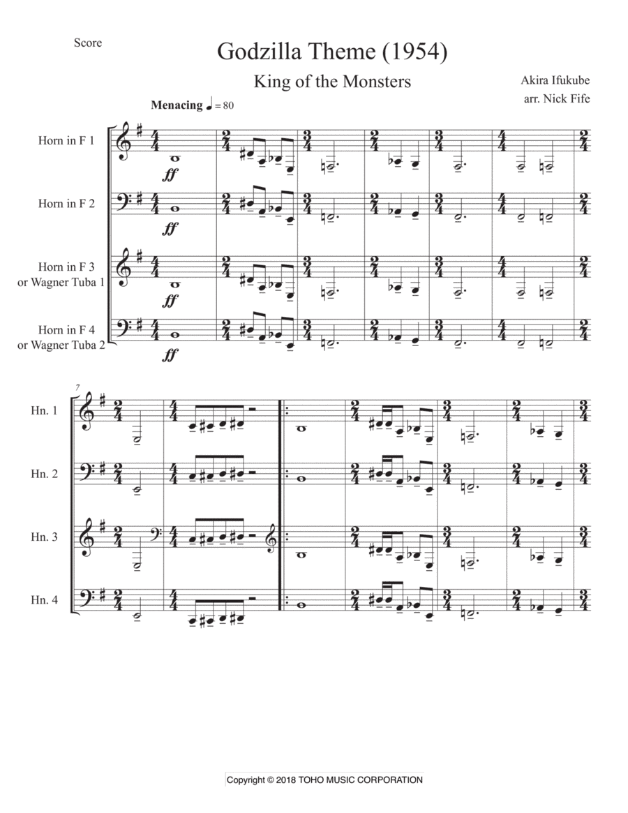 Godzilla Main Title (godzilla 1954) (arr. Nick Fife)