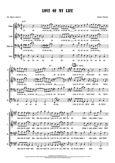 Love Of My Life (arr. Anders Lindqvist)