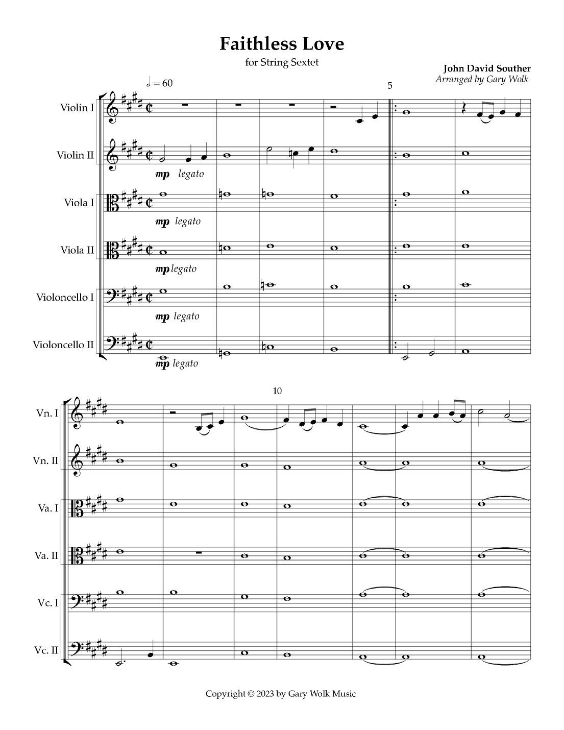 Faithless Love (arr. Gary Wolk)