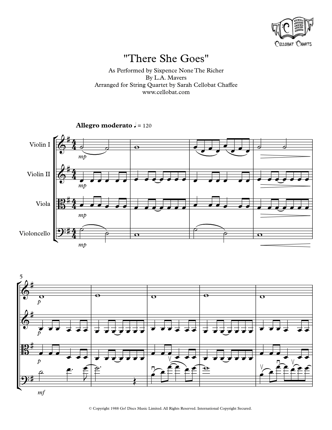 There She Goes (arr. Sarah Cellobat Chaffee)