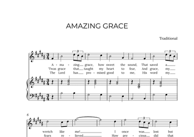 AMAZING GRACE - for piano and alto in B major (arr. Alex Nunes Rodrigues)