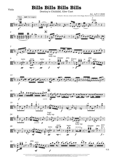 Bills, Bills, Bills (arr. Ali Vennart AJV Arrangements)