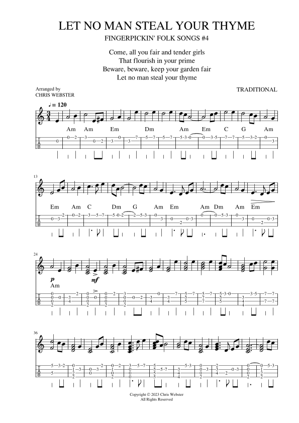 Fingerpickin' Folk Uke #4: Let No Man Steal Your Thyme (arr. Chris Webster)