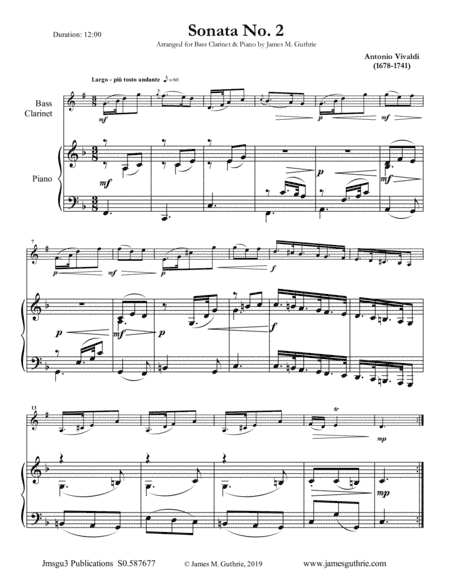Vivaldi: Sonata No. 2 for Bass Clarinet & Piano (arr. James M. Guthrie)