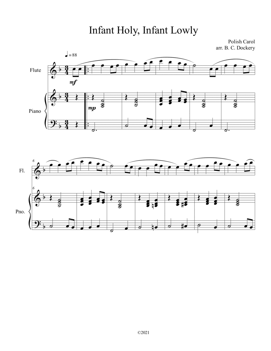 Infant Holy, Infant Lowly (Flute Solo with Piano Accompaniment) (arr. B. C. Dockery)
