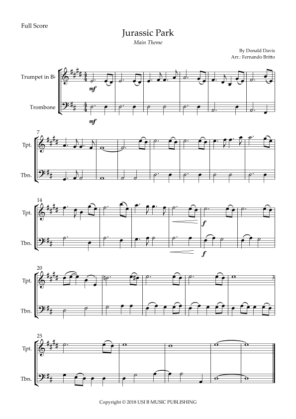 Jurassic Park Iii (arr. Fernando Britto)