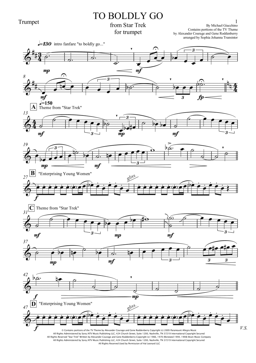 To Boldly Go (arr. Sophia Johanna Transistor)
