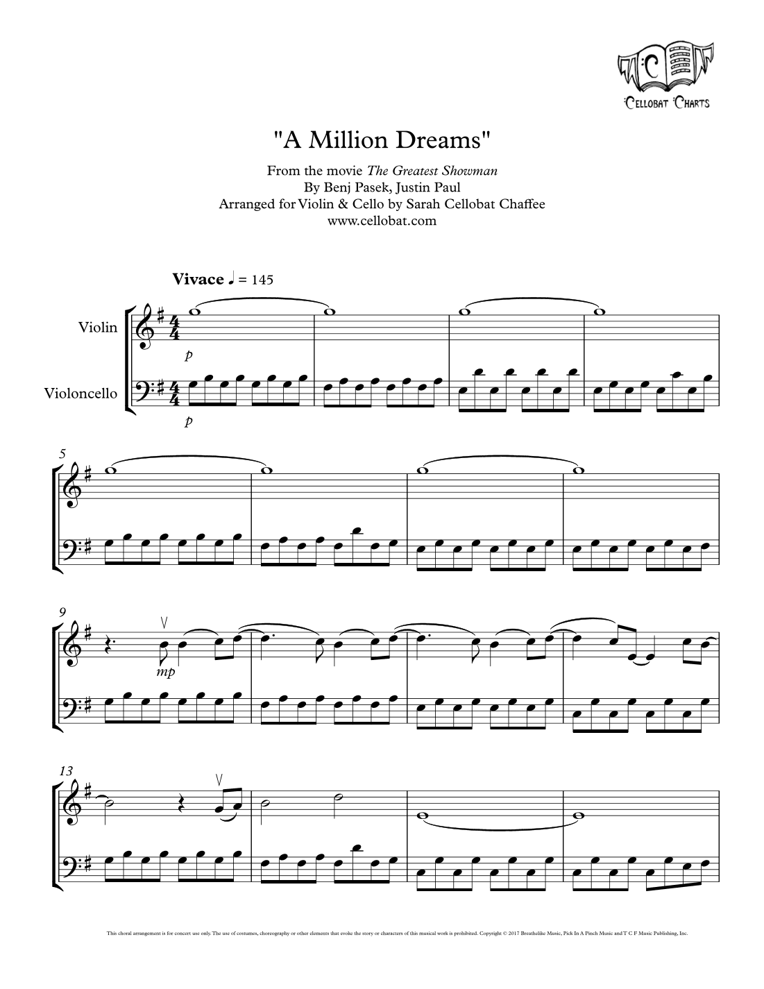 A Million Dreams (arr. Sarah Cellobat Chaffee)