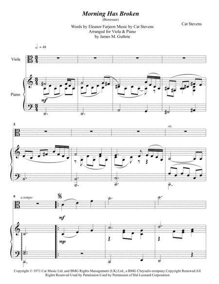 Morning Has Broken (arr. James M. Guthrie, ASCAP)