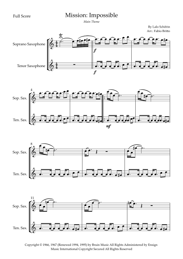 Mission: Impossible Theme (arr. Fabio Britto)