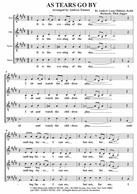 As Tears Go By (arr. Andrew Emmet)