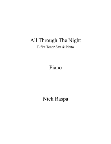 All Through The Night (Tenor Sax & Piano) - Piano part (arr. Nick Raspa)