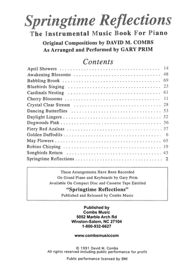 Springtime Reflections - The Instrumental Music Book for Piano