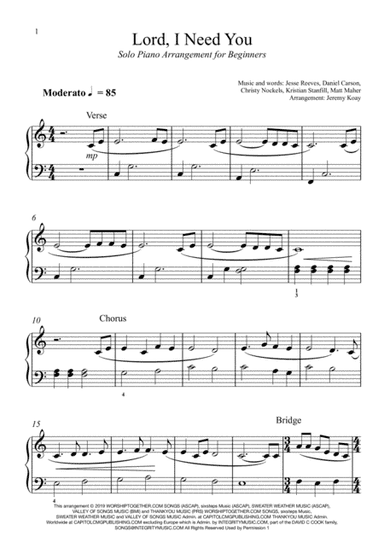 Lord, I Need You (arr. Jeremy Koay)