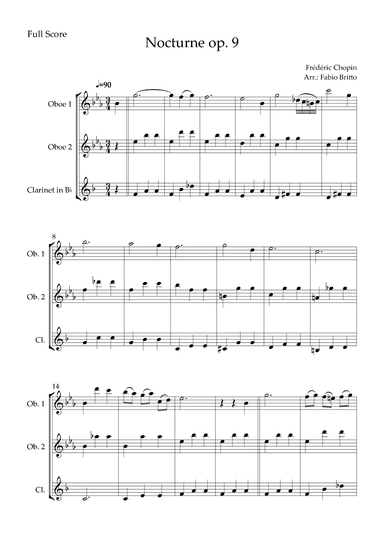 Nocturne Op.9 No. 2 (Frédéric Chopin) for Woodwind Trio (arr. Fabio Britto)