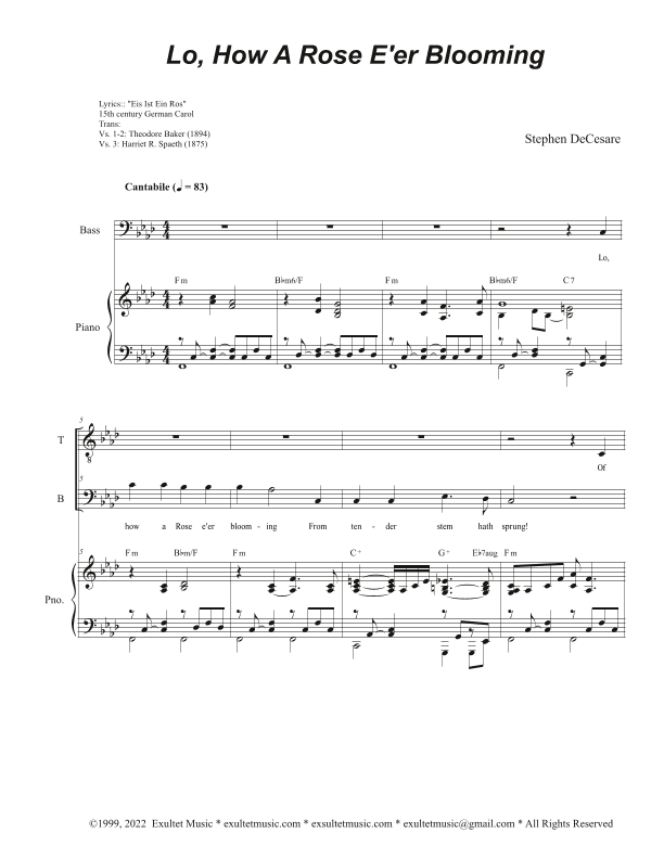 Lo, How A Rose E'er Blooming (Duet for Tenor and Bass solo)