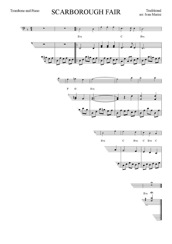 SCARBOROUGH FAIR - for Trombone/Euphonium and Piano (arr. Ivan Marini)