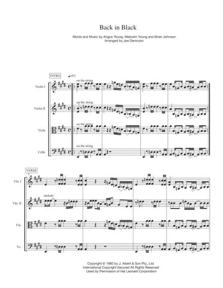 Back In Black (arr. Joe Deninzon)