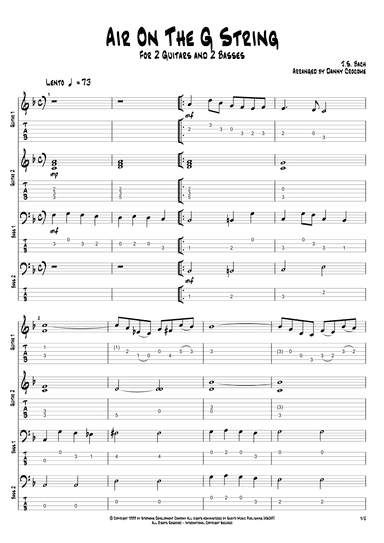 Air On The G String (For 2 Guitars and 2 Basses) (arr. Danny Crocome)