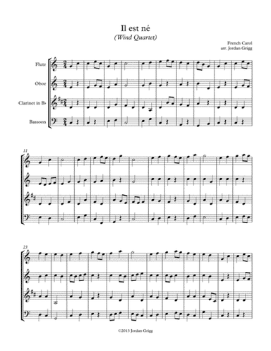 Il est né (Wind Quartet) (arr. Jordan Grigg)