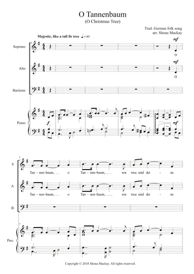 O Tannenbaum (O Christmas Tree) - SAB and piano (arr. Shona Mackay)