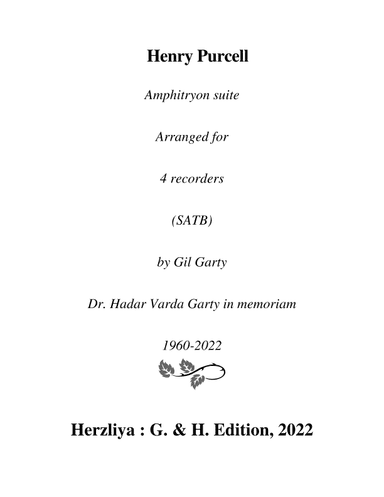 Amphitryon suite (arrangement for 4 recorders (SATB)) (arr. Gil Garty)