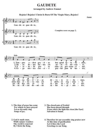 Gaudete A Cappella SAB (arr. Andrew Emmet)