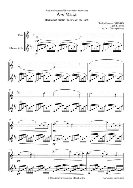 Ave Maria - Flute and Clarinet Duo (arr. Anne Christopherson GRSM ARCM)