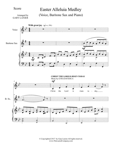 EASTER ALLELUIA MEDLEY (Voice, Baritone Sax and Piano. Score & Parts included) (arr. Gary Lanier)