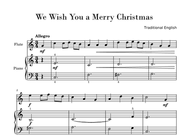 We Wish You a Merry Christmas (Easy Flute with Piano Accompaniment) (arr. Gisele Sant'Ana)
