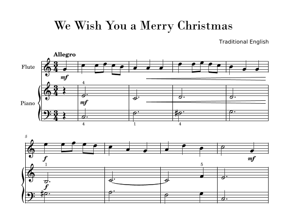 We Wish You a Merry Christmas (Easy Flute with Piano Accompaniment) (arr. Gisele Sant'Ana)