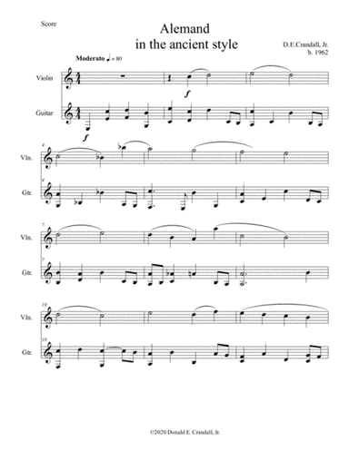 Alemand in the ancient style for Violin and Guitar, Gentle contemplative piece.