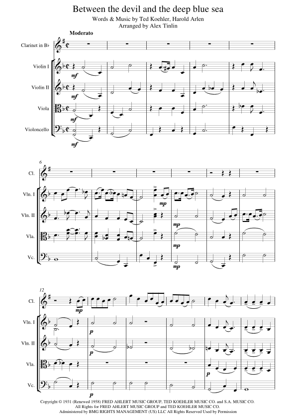 Between The Devil And The Deep Blue Sea (arr. Alex Tinlin)