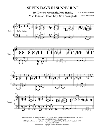 7 Sunny Days In June (seven Days In Sunny June) (arr. Music Greatness)