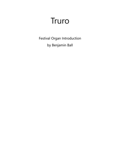 Truro (hymn introduction and accompaniment) (arr. Benjamin Ball)