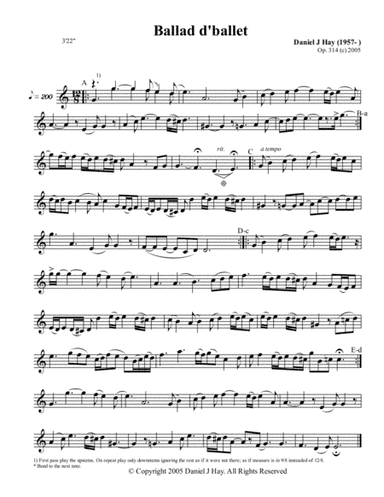 Ballad d'Ballet  (Opus 314) (Treble Clef)