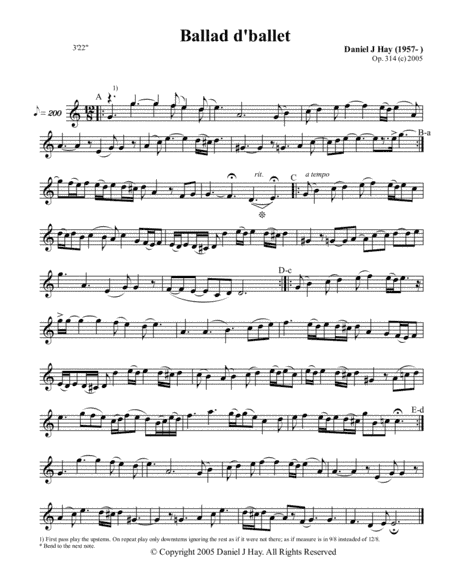 Ballad d'Ballet  (Opus 314) (Treble Clef)