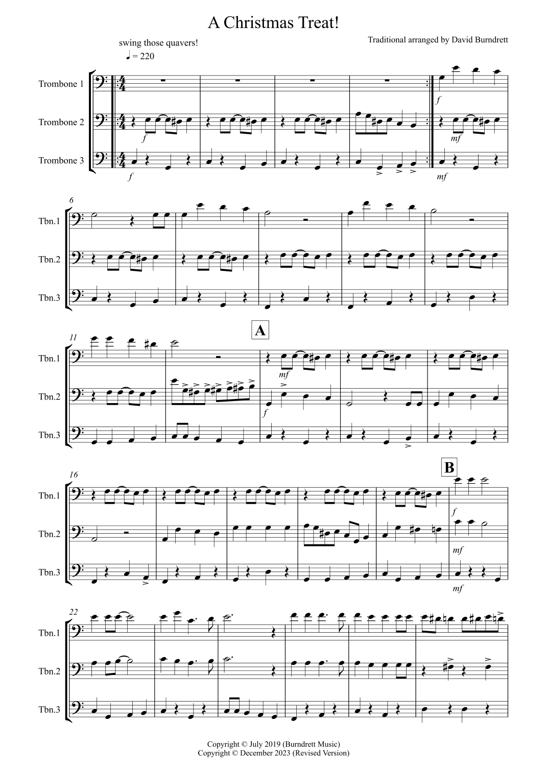 A Christmas Treat! for Trombone Trio (arr. David Burndrett)