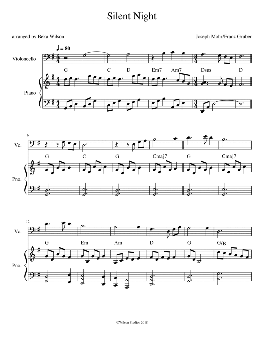 Silent Night--cello solo (arr. Beka Wilson)