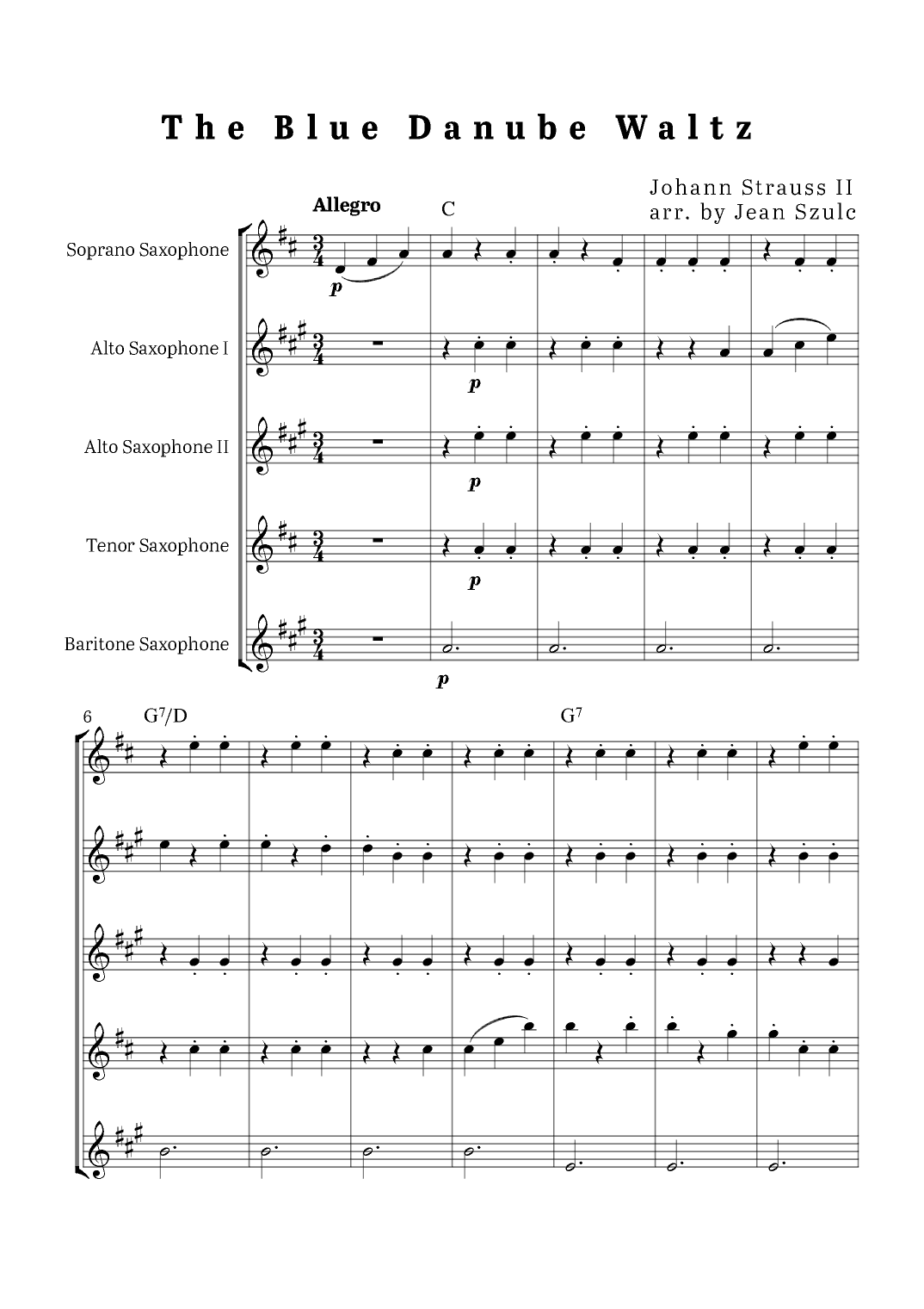 The Blue Danube Waltz - Saxophone Quintet (arr. Jean Szulc)