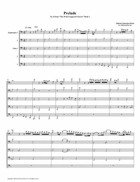 Prelude 08 from  Well-Tempered Clavier, Book 1 (Euphonium-Tuba Quintet) (arr. Richard Byrnes)