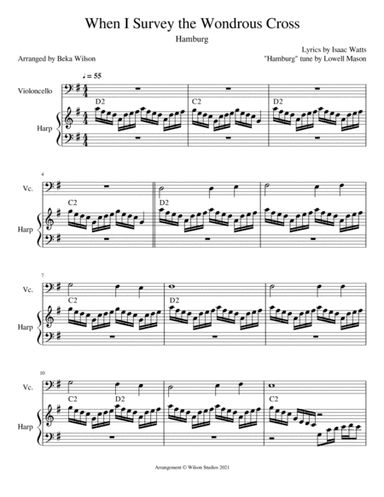 When I Survey the Wondrous Cross--harp/cello duet (arr. Beka Wilson)