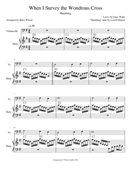 When I Survey the Wondrous Cross--harp/cello duet (arr. Beka Wilson)