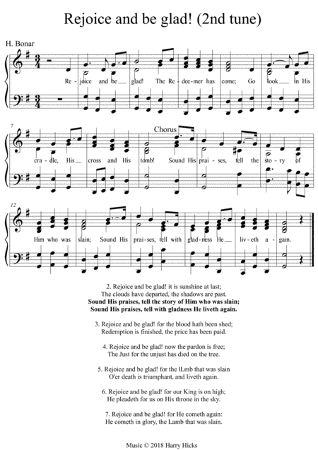 Rejoice and be glad! Another tune to  this wonderful Horatius Bonar hymn