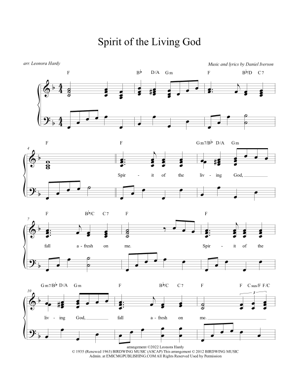 Spirit Of The Living God (arr. Leonora Hardy)