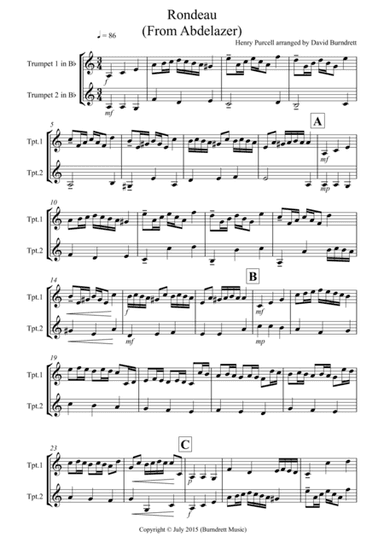 Rondeau (from Abdelazer) for Trumpet Duet (arr. David Burndrett)