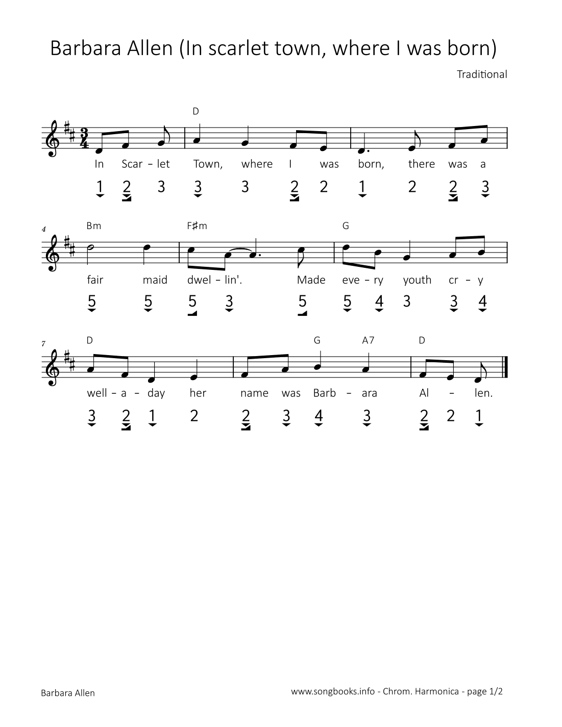 Barbara Allen (In scarlet town, where I was born) (arr. songbooks.info)