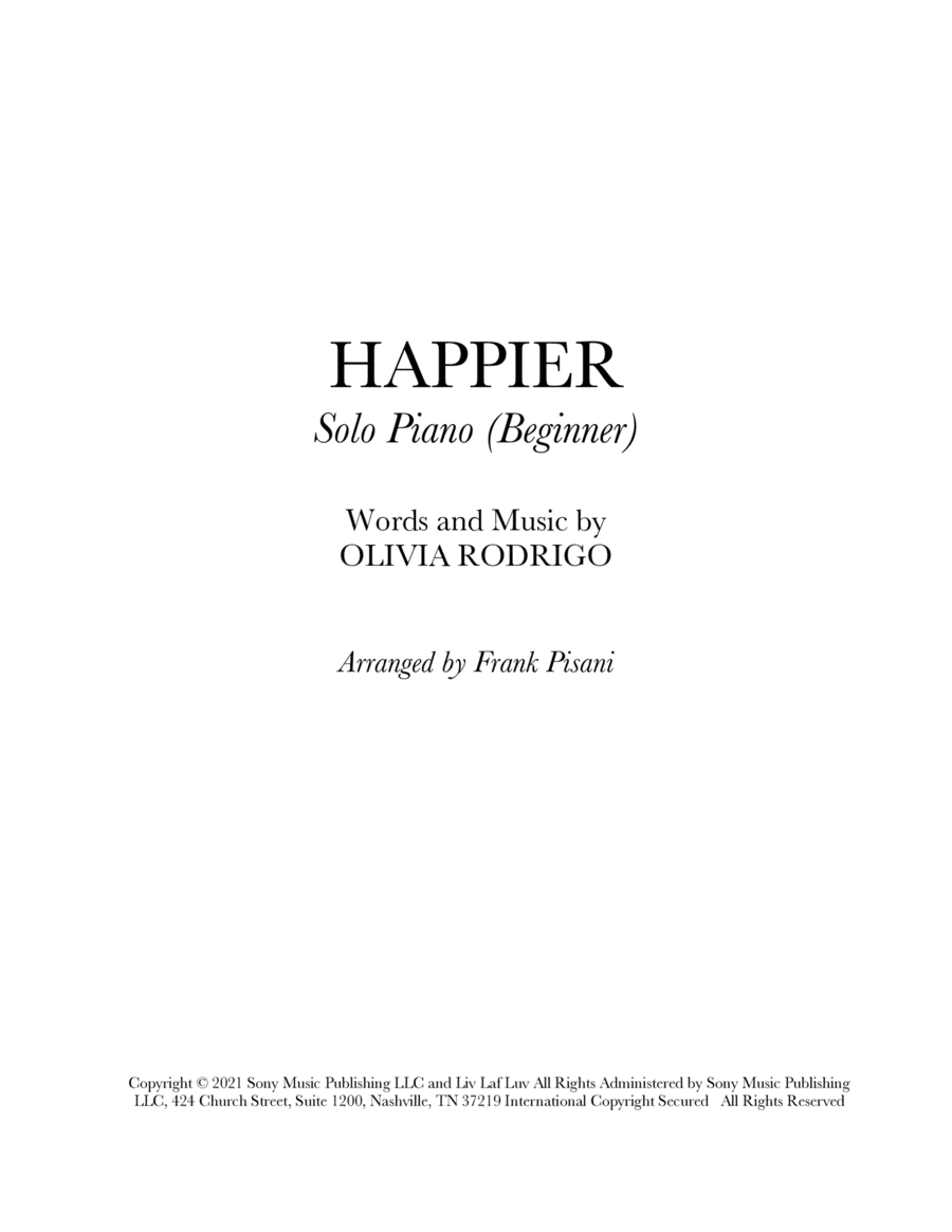 Happier (arr. Frank Pisani)