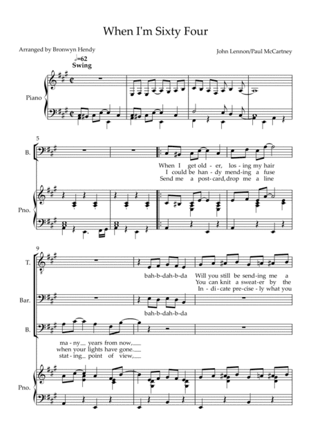 When I'm Sixty-four (arr. Bronwyn Hendy)