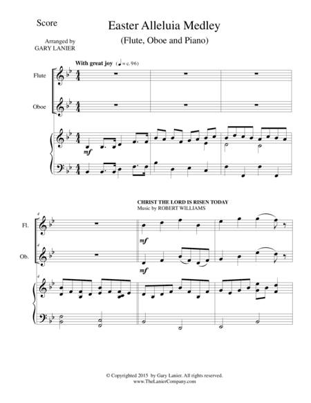 EASTER ALLELUIA MEDLEY (Trio – Flute, Oboe/Piano) Score and Parts (arr. Gary Lanier)
